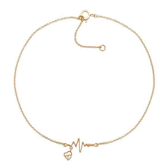 Macy’s diamond accent sterling silver 9”+1”Gold Heartbeat anklet - Picture 1 of 5
